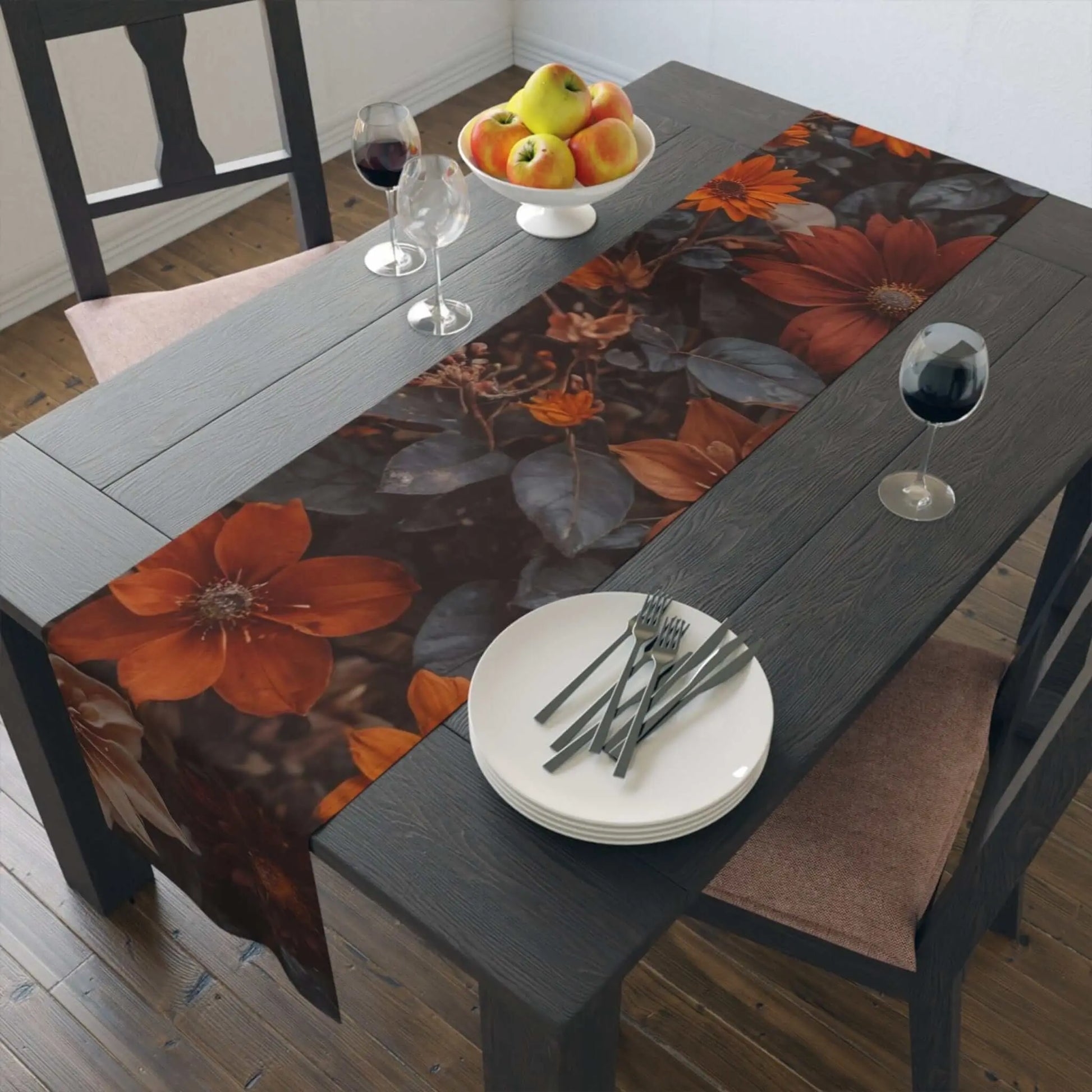 16" × 72" / Polyester Autumn Leaves and Petals Table Runner
