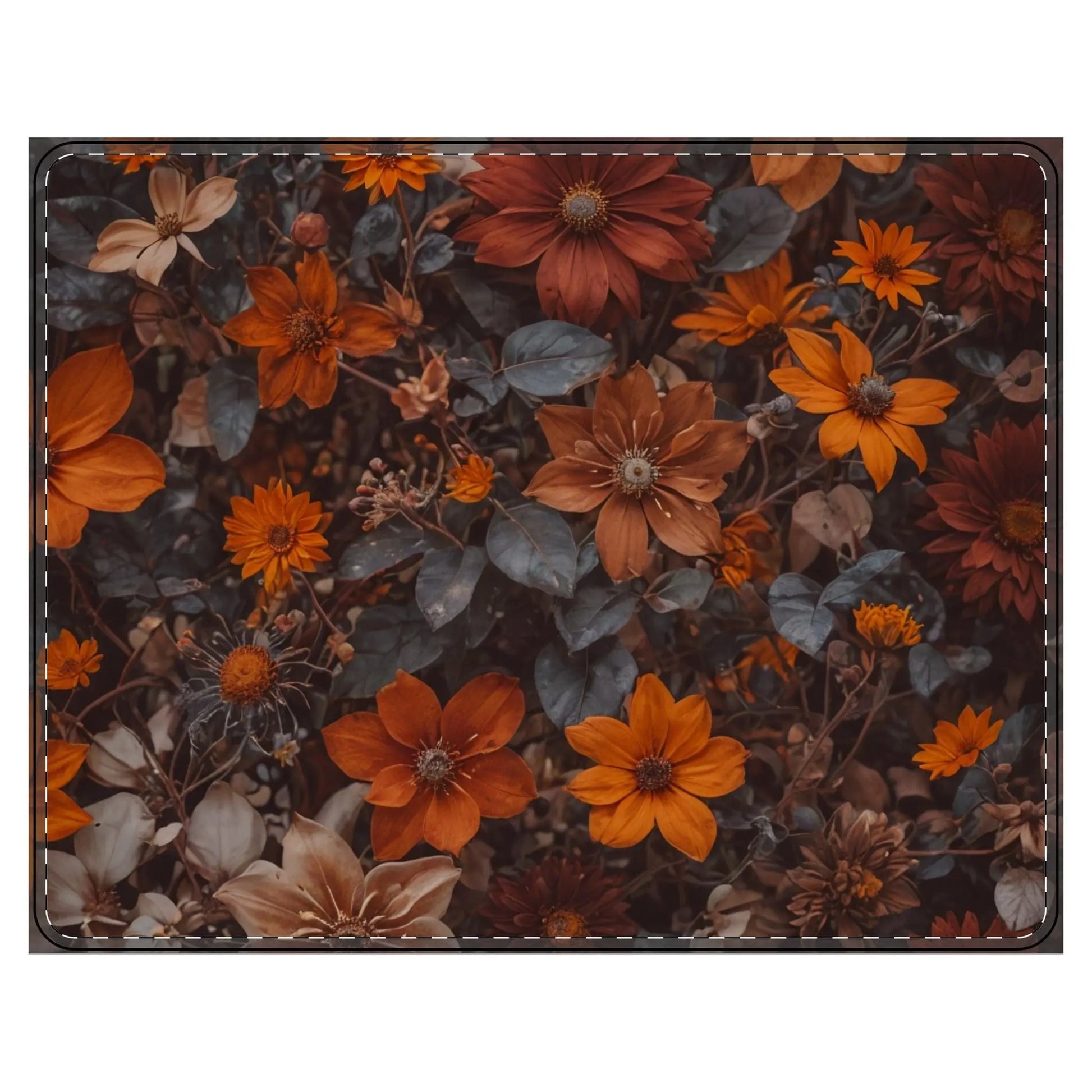 11.1" × 8.7" (Rectangle) Autumn Petal and Leaves PU Leather Mouse Mat