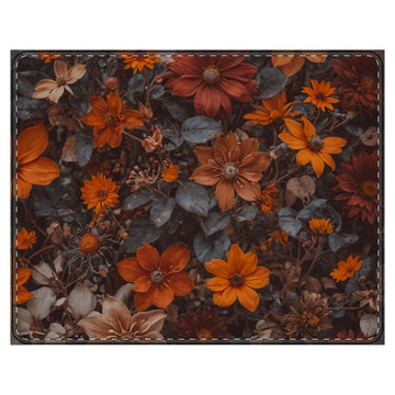 11.1" × 8.7" (Rectangle) Autumn Petal and Leaves PU Leather Mouse Mat