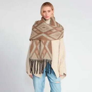 AZTEC GRUNGE SCARF in Taupe 🌾
