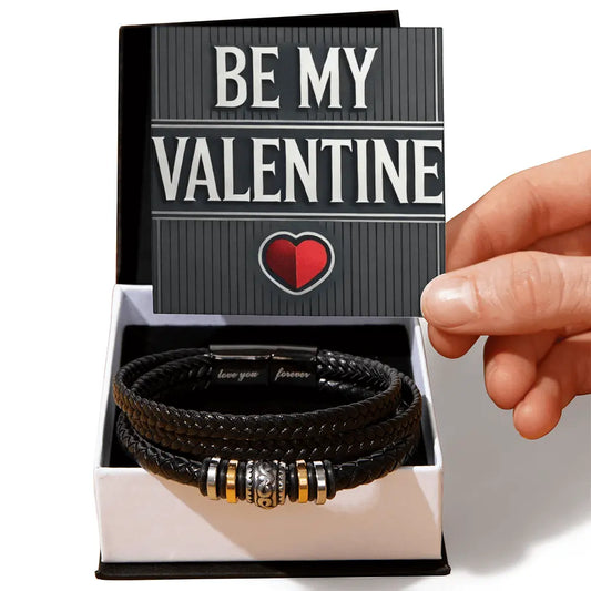 Two Tone Box Be My Valentine Men's "Love You Forever" Bracelet