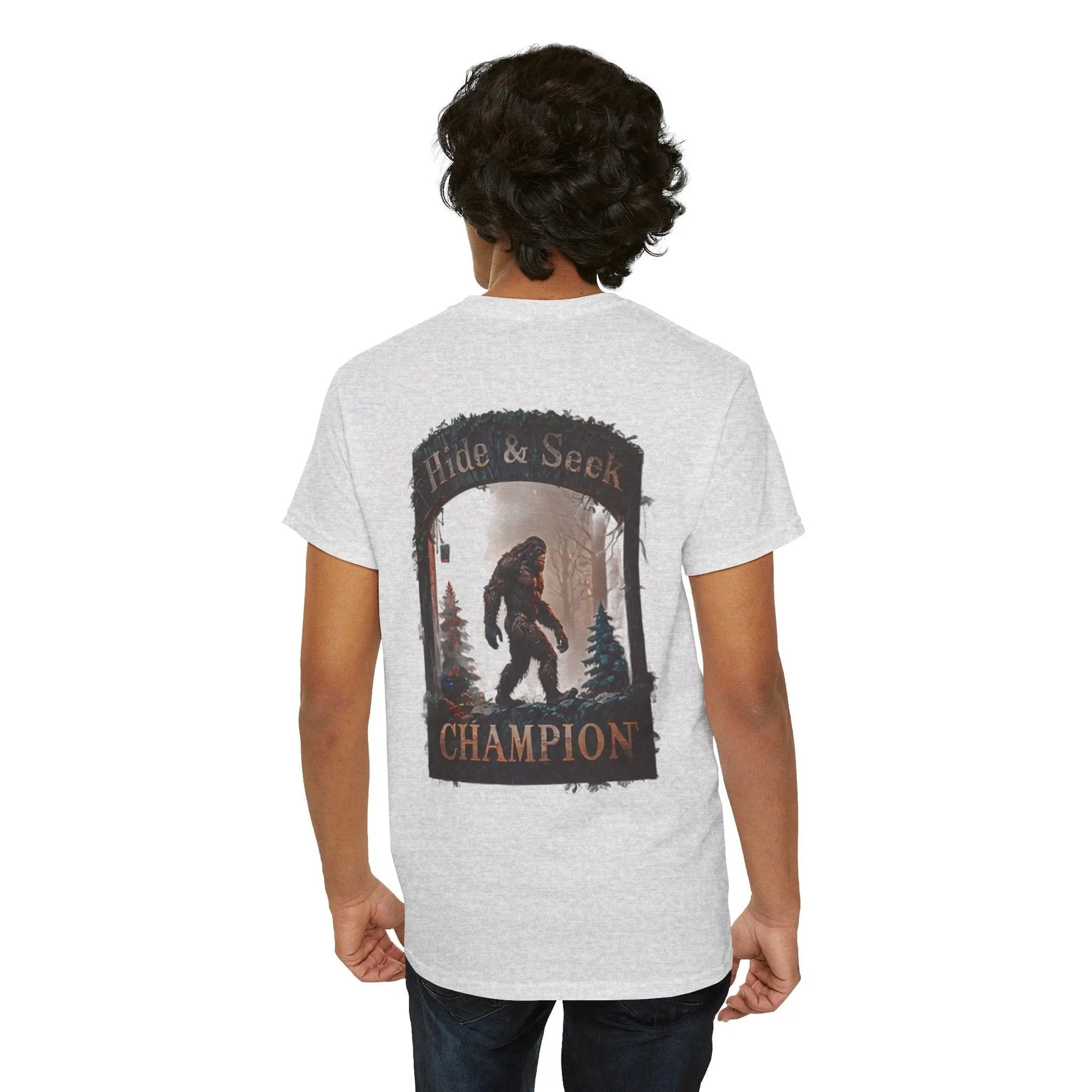 Ash / S Bigfoot Hide and Seek Champion Unisex Heavy Cotton Tee