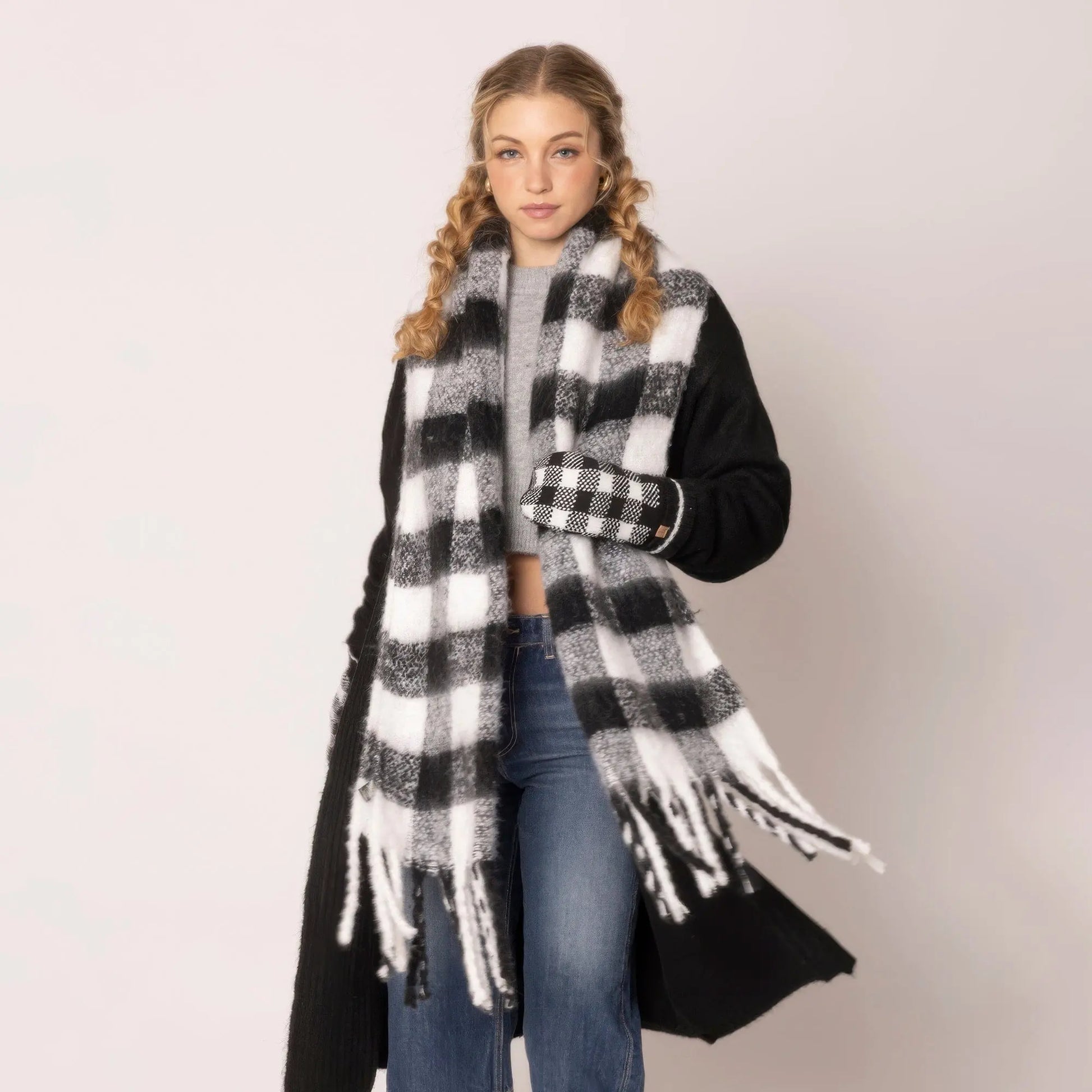 Black Buffalo Plaid Scarf