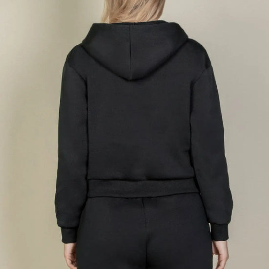 Black / S Graphic Drop Shoulder Pull Over Hoodie