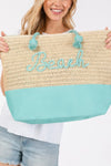 Color Sewn Rope Beach Letter And Strap Crochet Fabric Tote Bag