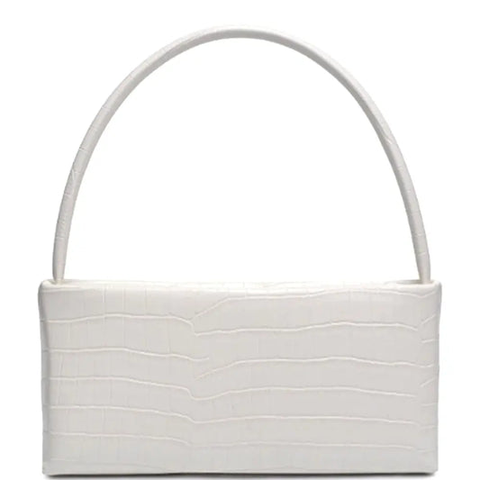 Off White Croc Mandy Handle Crossbody Bag
