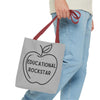 13" × 13'' / Red Educational Rockstar Tote Bag - Perfect for Teachers and Students