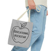 13" × 13'' / Beige Educational Rockstar Tote Bag - Perfect for Teachers and Students