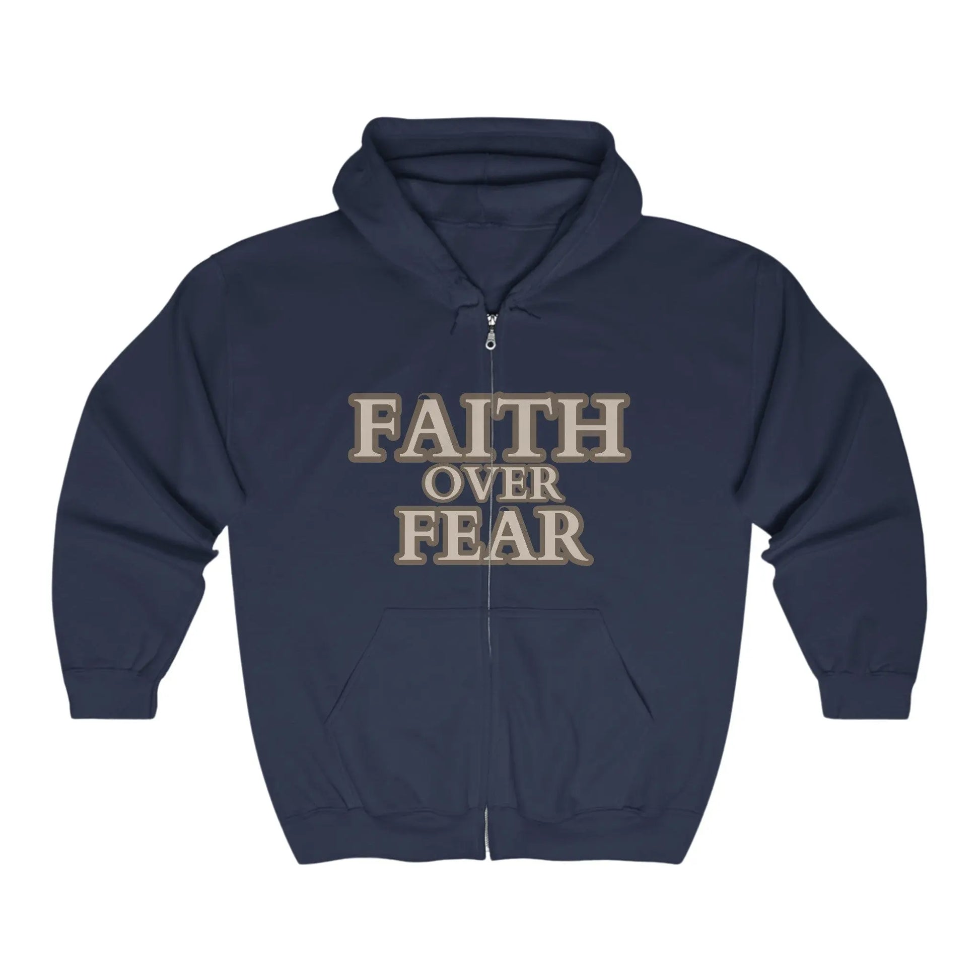 Navy / S Faith Over Fear Unisex Heavy Blend™ Full Zip Hooded Sweatshirt