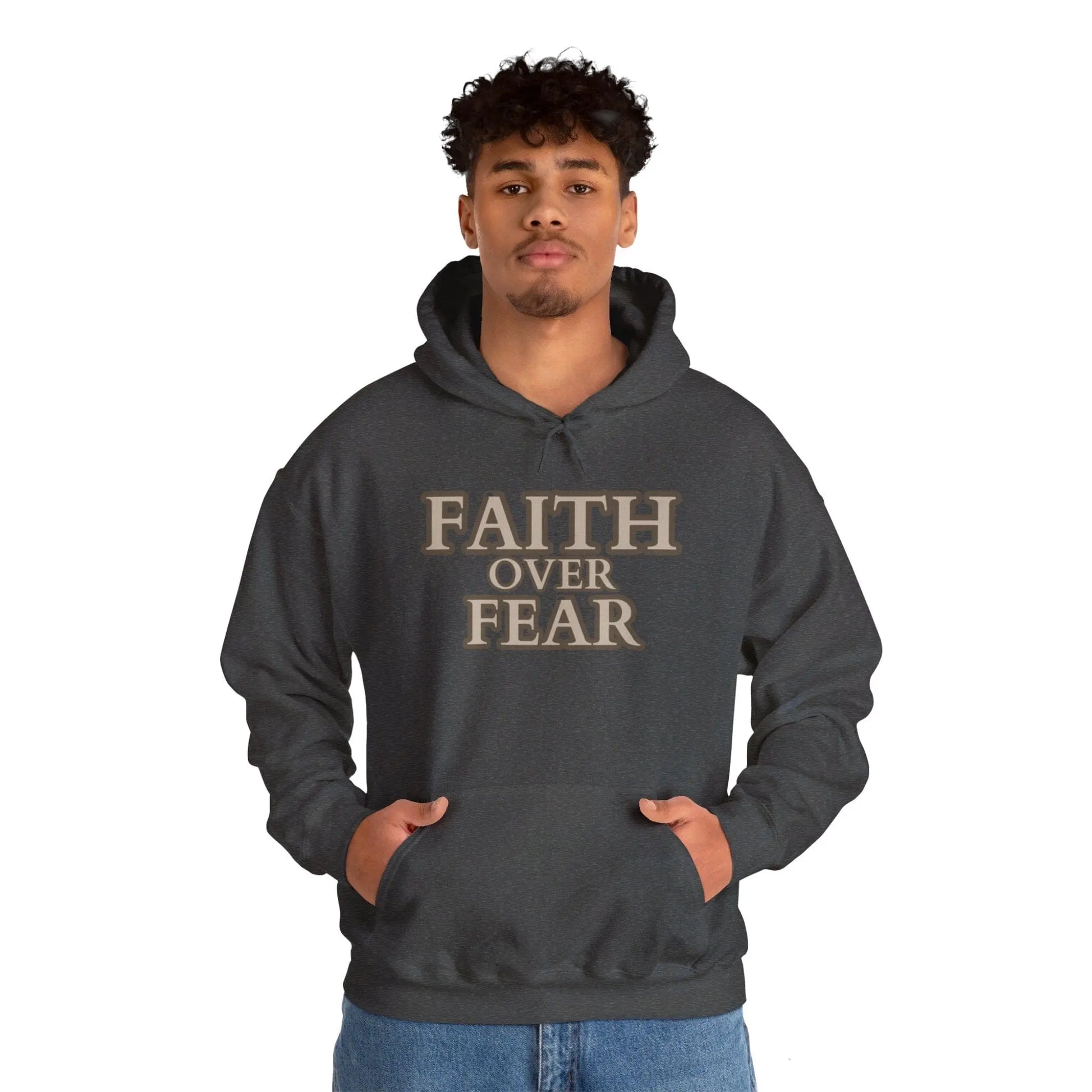 Dark Heather / S Faith Over Fear Unisex Heavy Blend™ Hooded Sweatshirt