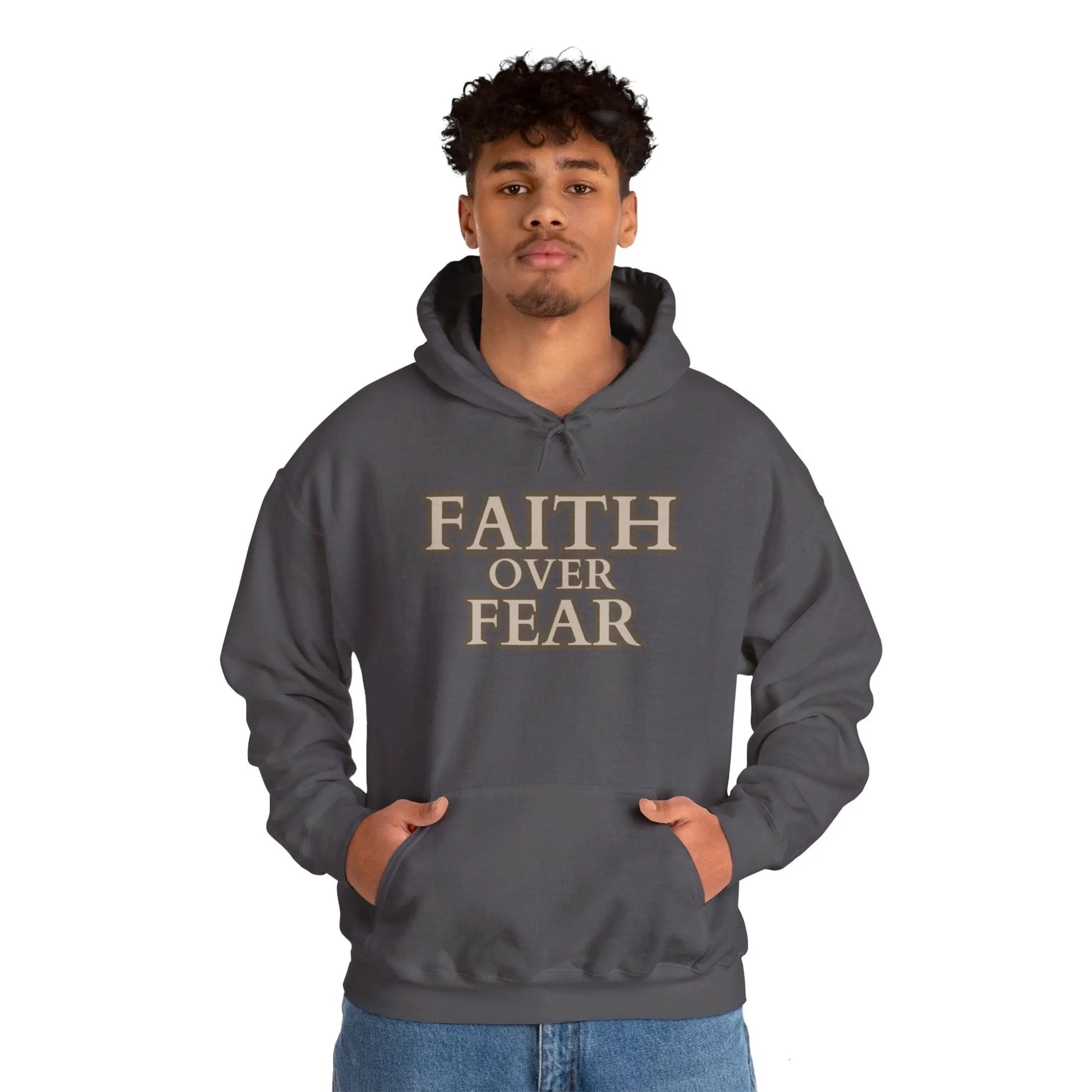 Charcoal / S Faith Over Fear Unisex Heavy Blend™ Hooded Sweatshirt