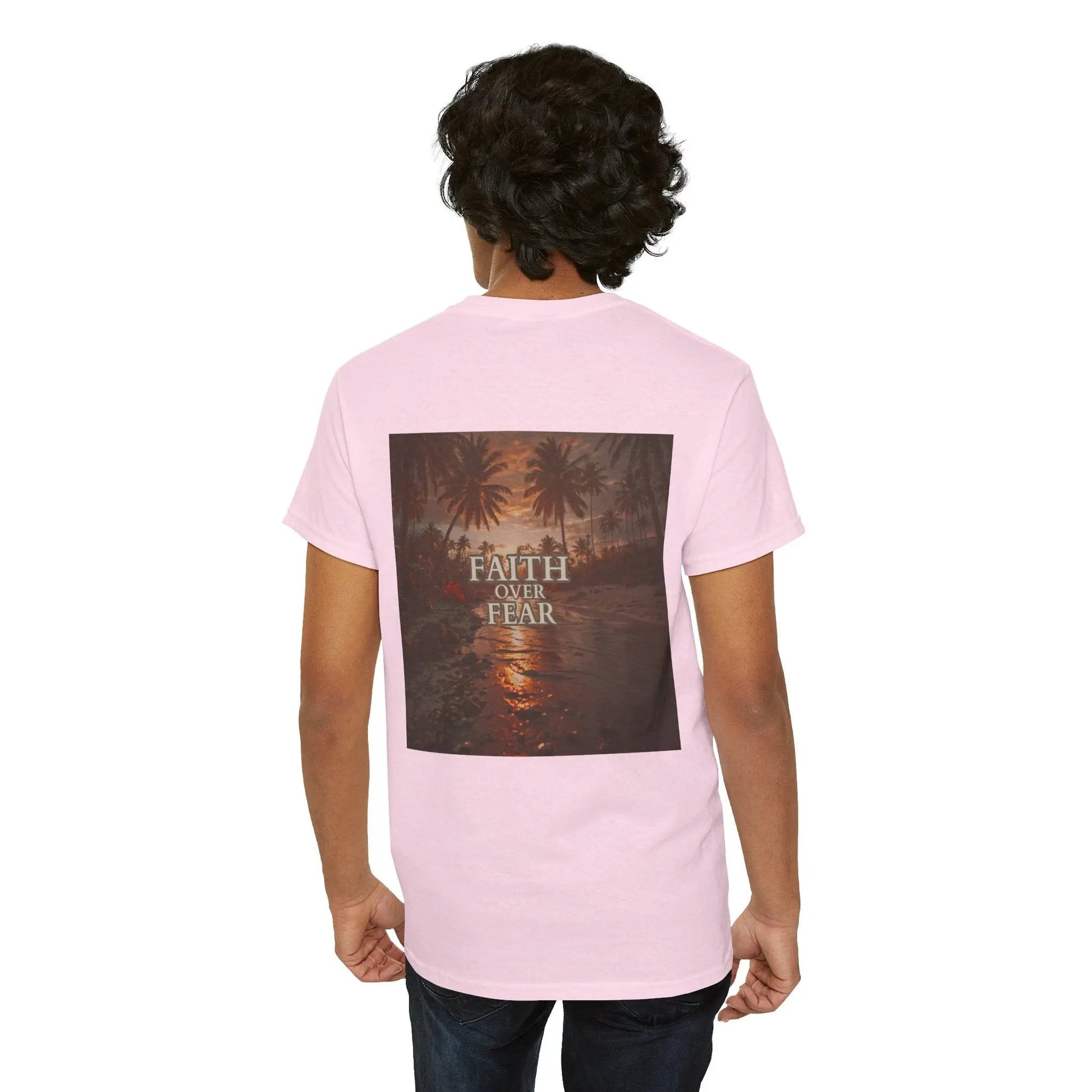 Light Pink / S Faith Over Fear Unisex Heavy Cotton Tee: The Essential Wardrobe Staple