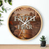Wooden / White / 10" Faith Over Fear Wall Clock