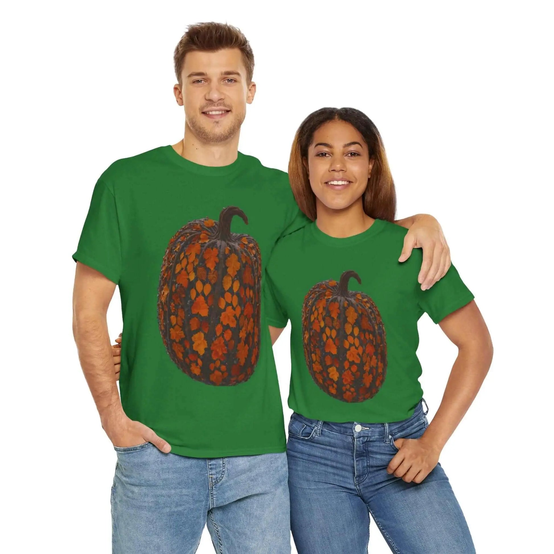 Turf Green / S Fall Pumpkin Unisex Heavy Cotton Tee