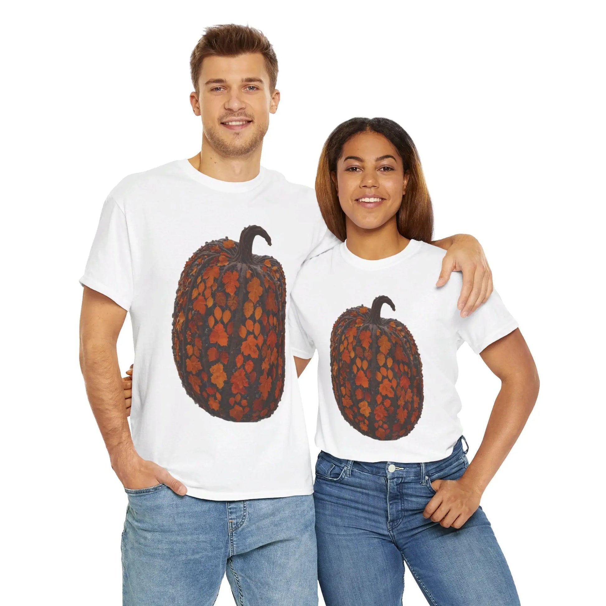 White / S Fall Pumpkin Unisex Heavy Cotton Tee