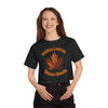 Black / XS Golden Leaves, Warm Hearts Champion Women's Heritage Cropped T-Shirt