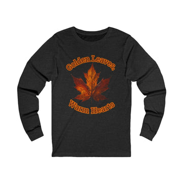 S / Dark Grey Heather Golden Leaves, Warm Hearts Unisex Jersey Long Sleeve Tee