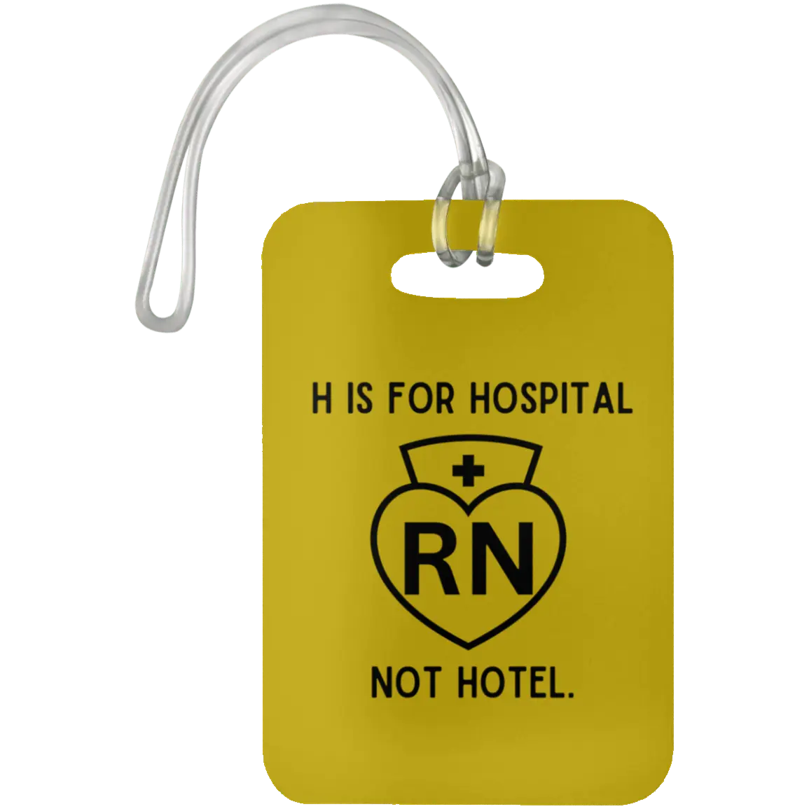 Old Gold H Is For Hospital, Not Hotel Luggage Bag Tag