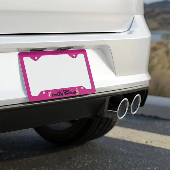 Last Place Fantasy Football Metal License Plate Frame on back of car