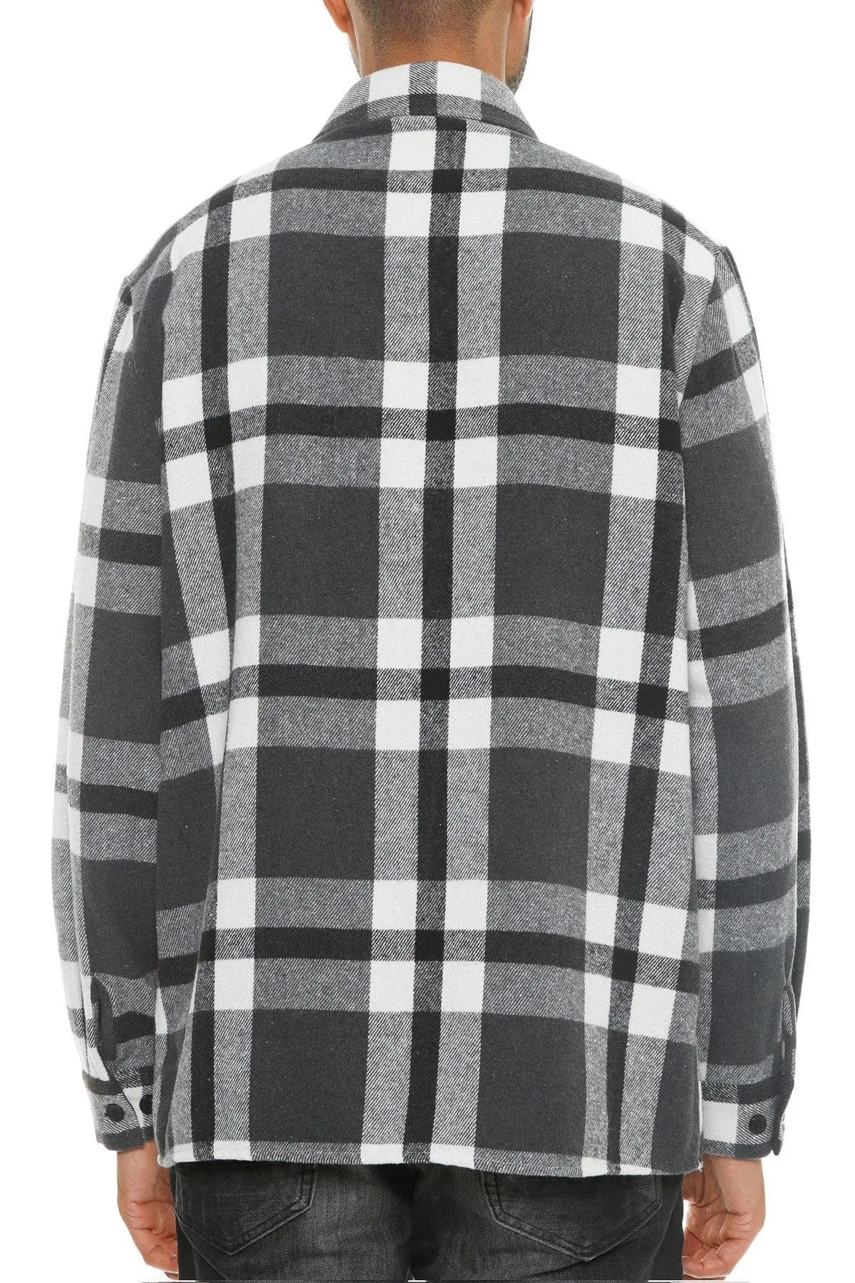 XL Men's Checkered Soft Flannel Shacket - Grey/Black