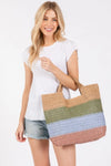 Blue Multi Color Stripe Tote Bag