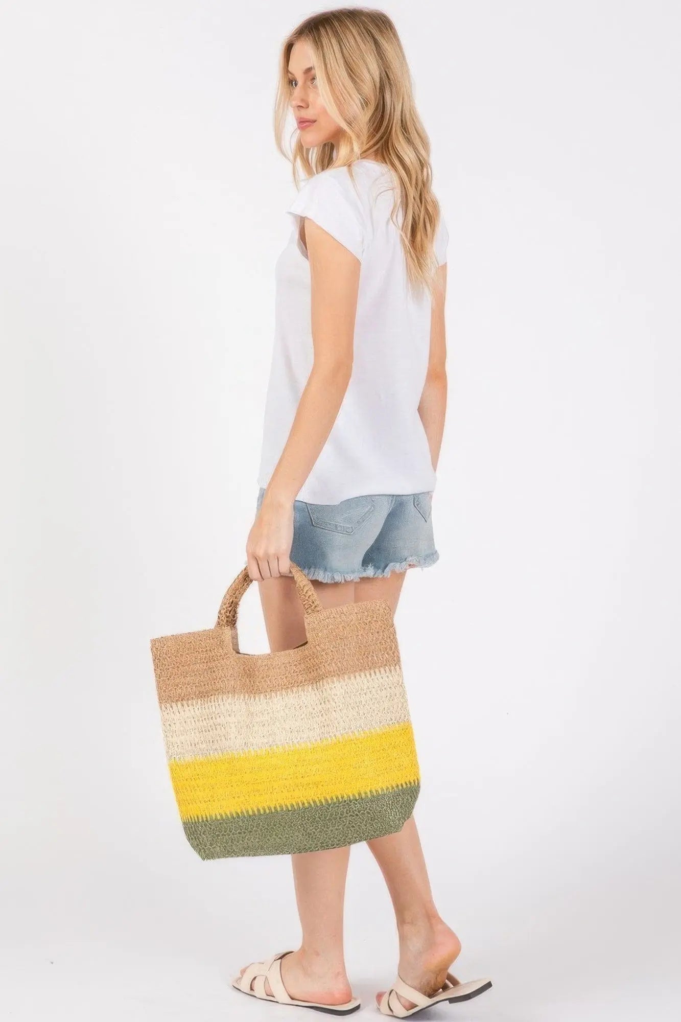 Mustard Multi Color Stripe Tote Bag