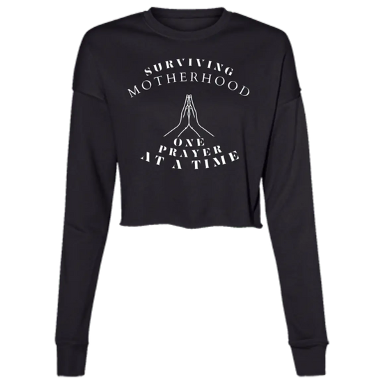 Black / S B7503 Ladies' Cropped Fleece Crew