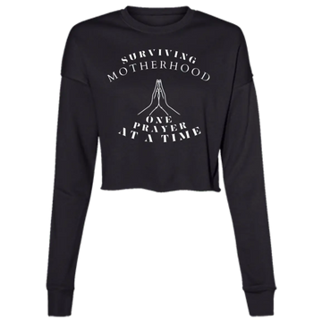 Black / S B7503 Ladies' Cropped Fleece Crew