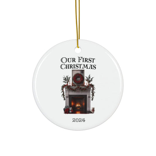 Basic No Names Our First Christmas Mantel Ceramic Ornament