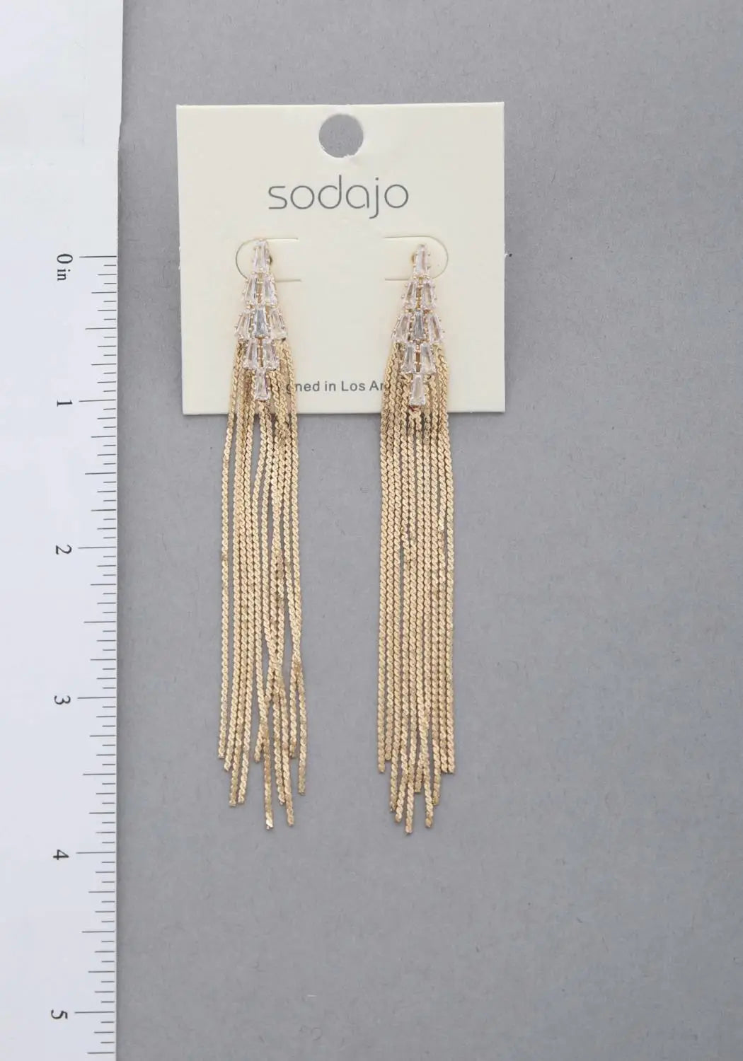 Gold Sodajo Crystal Metal Chain Dangle Earring