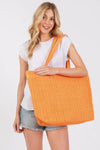 Orange Solid Crochet Straw Bag