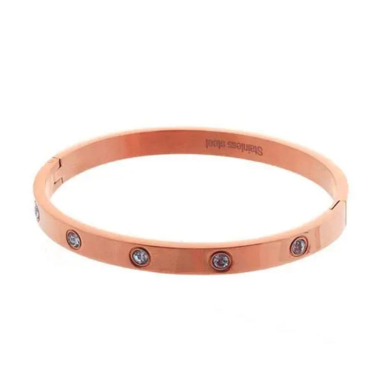 Rose Gold Stainless Steel Cubic Metal Bracelet