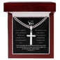 Luxury Box w/LED "To My Son" Cuban Chain with Artisan Cross Necklace