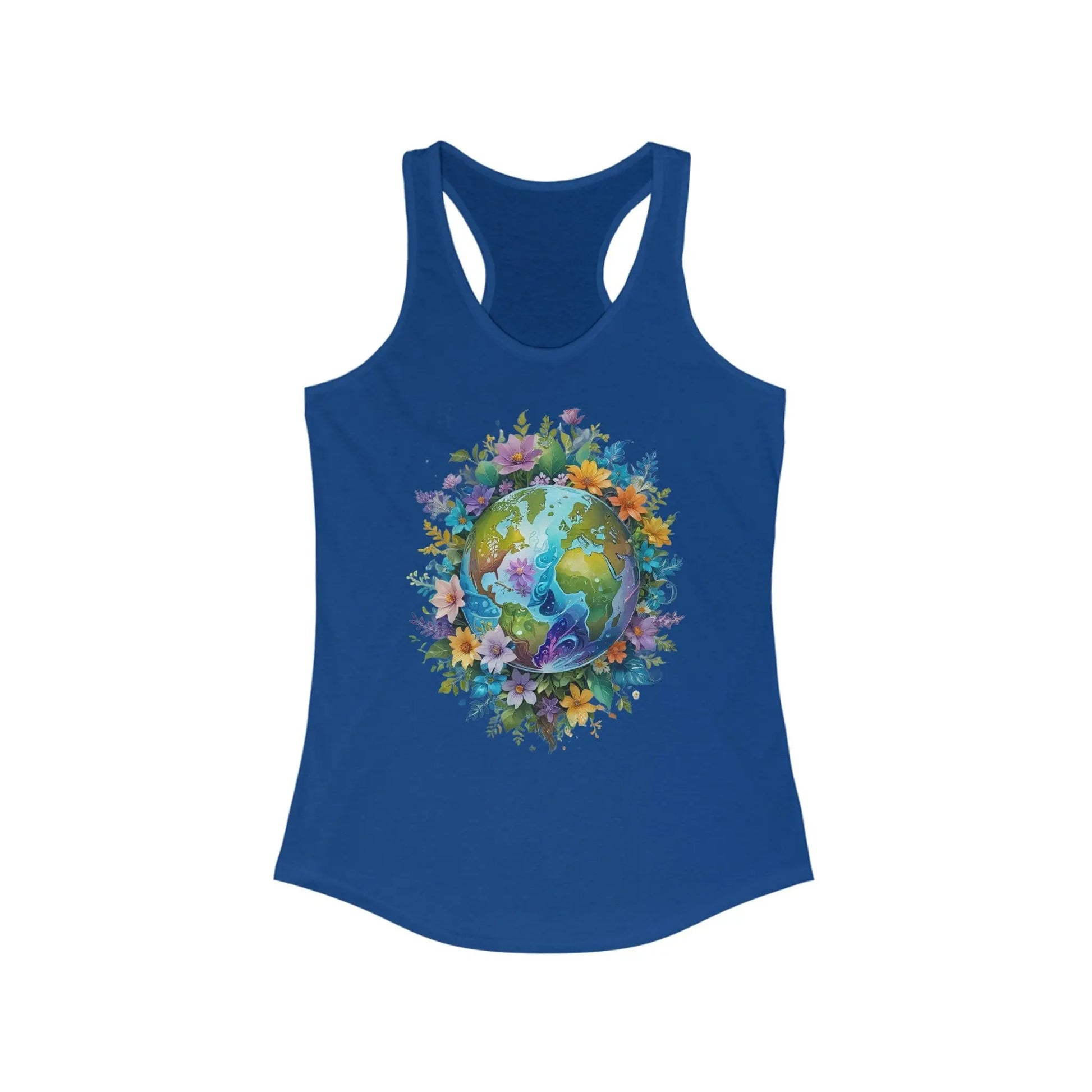 S / Solid Royal World Foliage Women's Ideal Racerback Tank: Lightweight Comfort with a Sporty Edge