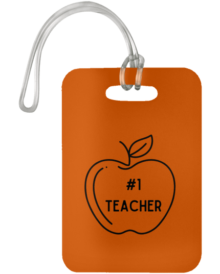 #1 Teacher / Burnt Orange #1 Teacher Luggage Bag Tags