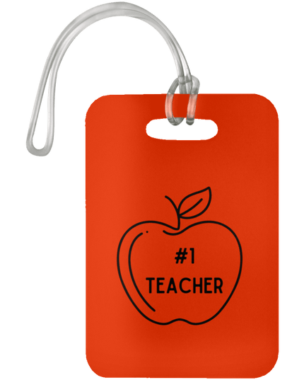 #1 Teacher / Orange #1 Teacher Luggage Bag Tags