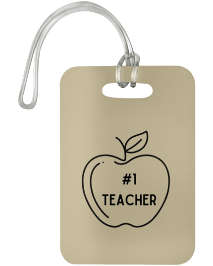 #1 Teacher / Tan #1 Teacher Luggage Bag Tags