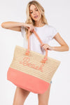 Color Sewn Rope Beach Letter And Strap Crochet Fabric Tote Bag