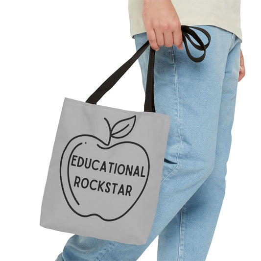 13" × 13'' / Black Educational Rockstar Tote Bag - Perfect for Teachers and Students