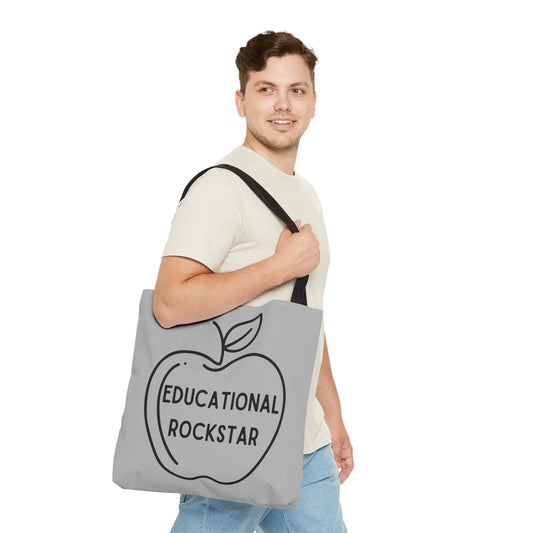 16" × 16'' / Navy Educational Rockstar Tote Bag - Perfect for Teachers and Students