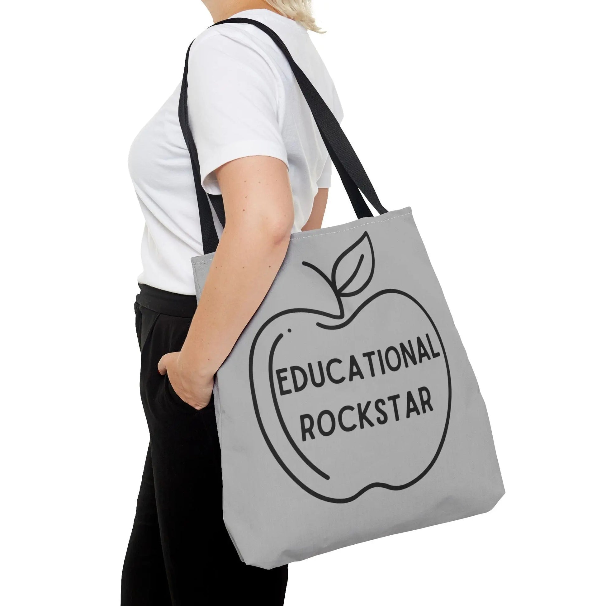 18" × 18'' / Navy Educational Rockstar Tote Bag - Perfect for Teachers and Students