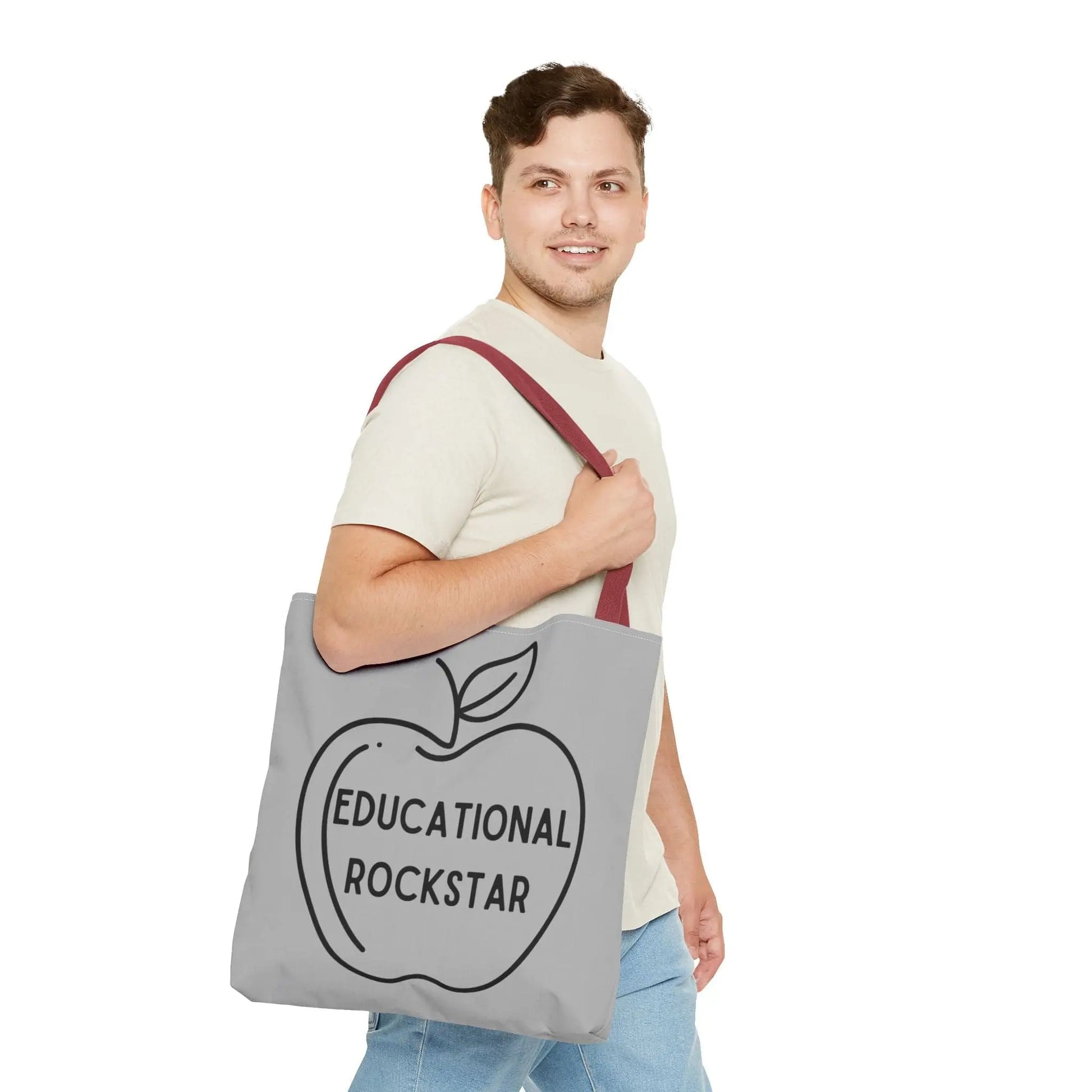 16" × 16'' / Red Educational Rockstar Tote Bag - Perfect for Teachers and Students