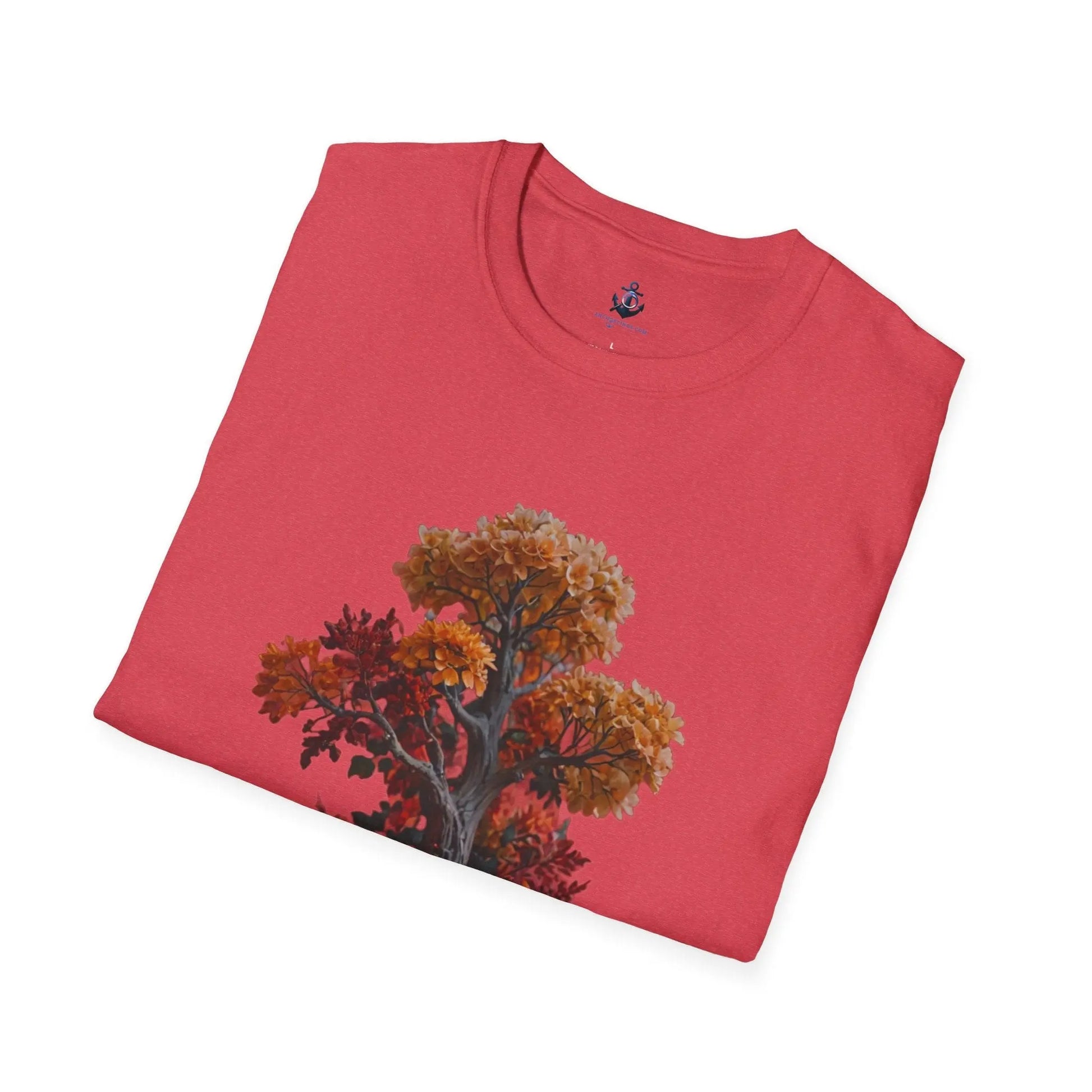 Heather Red / S Fall Floral Unisex Softstyle T-Shirt: Ultimate Comfort and Style