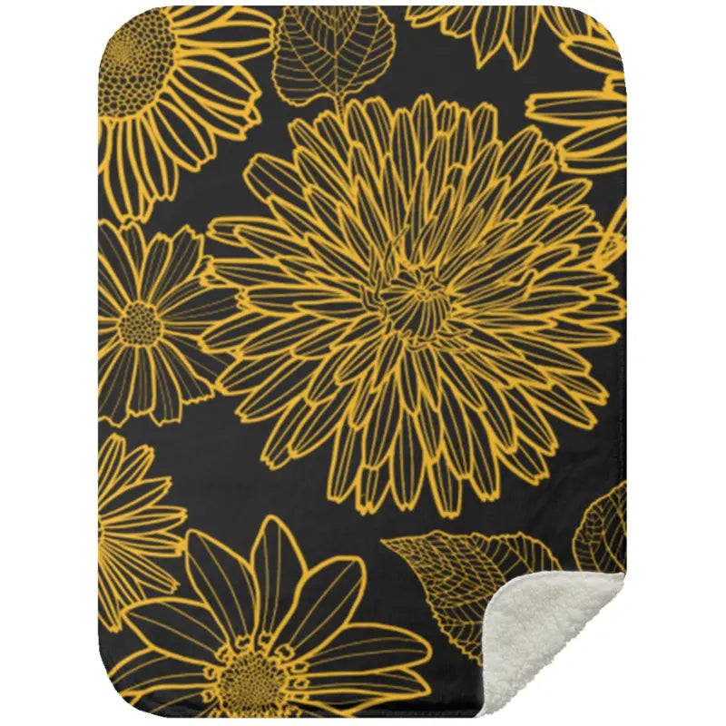 Black / Small 30X40 Flower Mink Sherpa Blanket