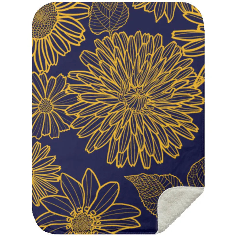 Navy / Small 30X40 Flower Mink Sherpa Blanket