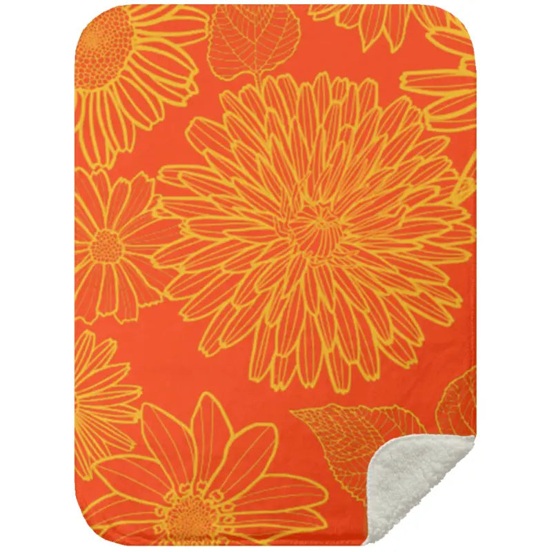 Orange / Small 30X40 Flower Mink Sherpa Blanket