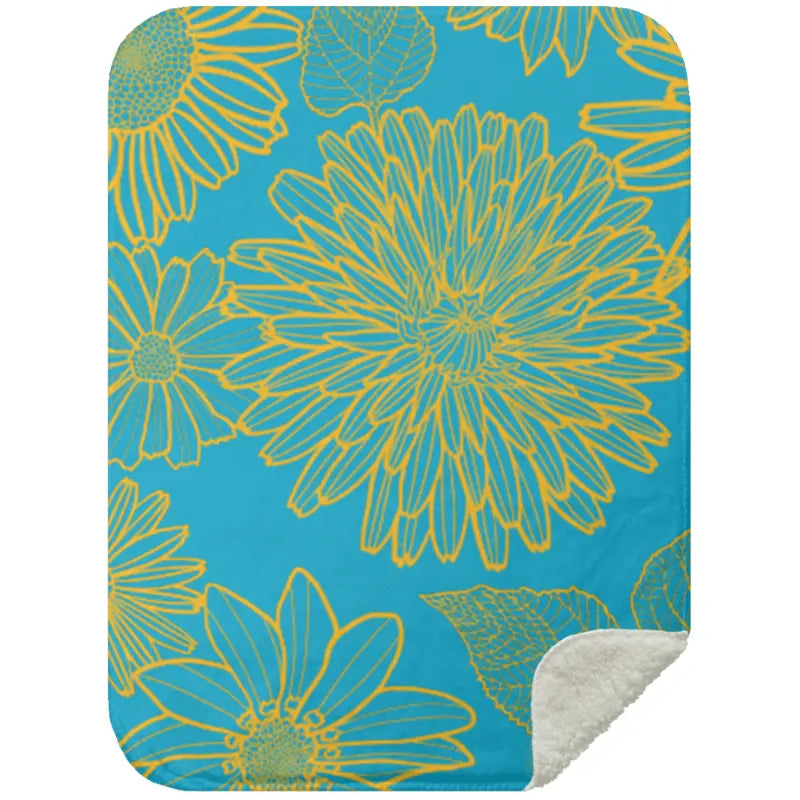 Turquoise / Small 30X40 Flower Mink Sherpa Blanket