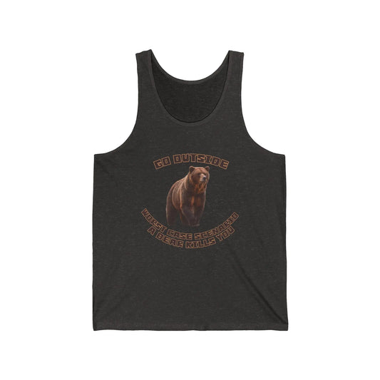 XS / Charcoal Black TriBlend Go Outside Worst Case Scenario A Bear Kills You Unisex Jersey Tank