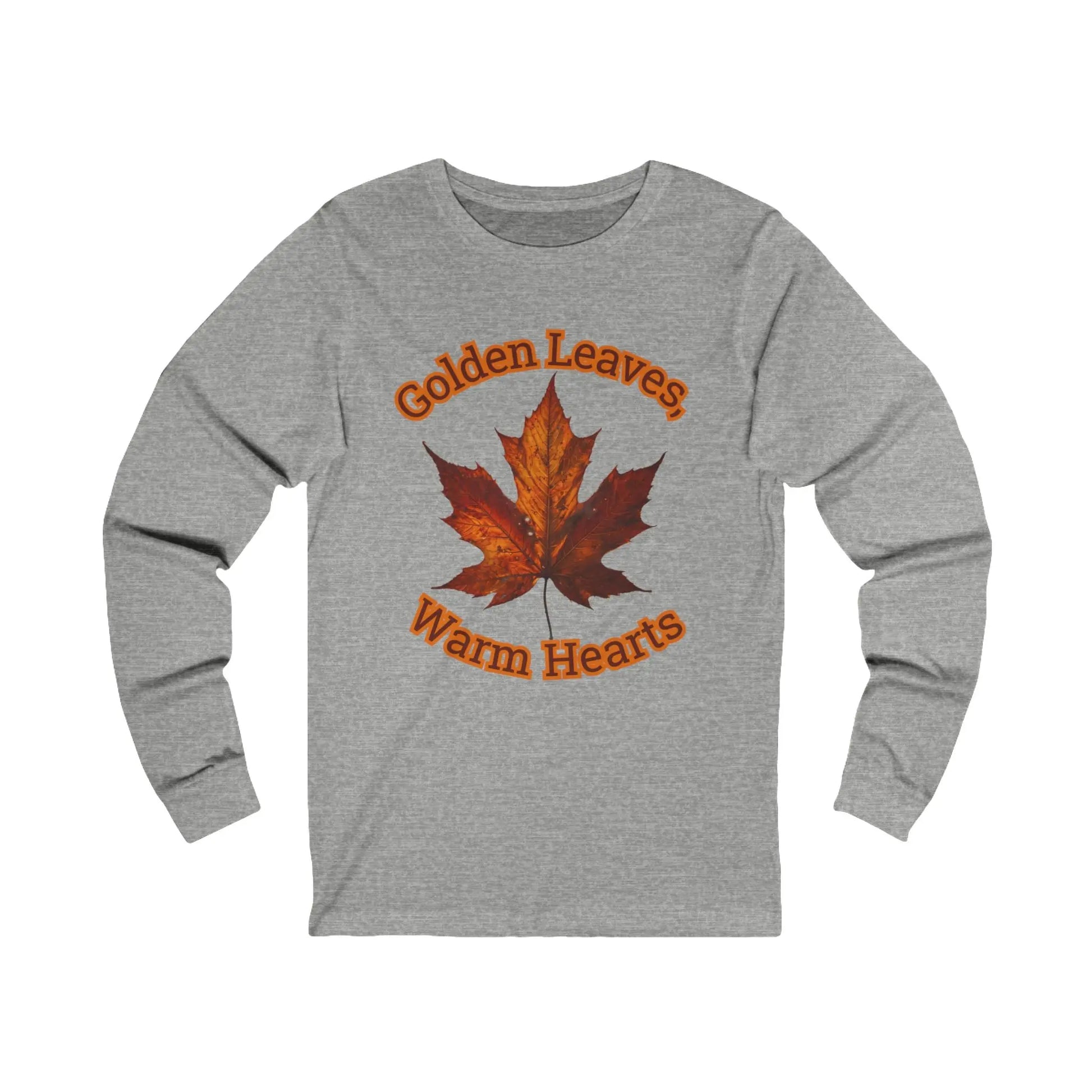 S / Athletic Heather Golden Leaves, Warm Hearts Unisex Jersey Long Sleeve Tee
