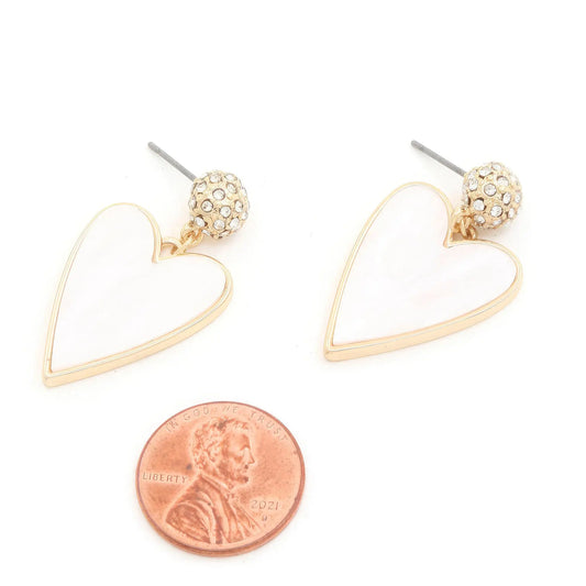 Gold Heart Rhinestone Bead Dangle Earring